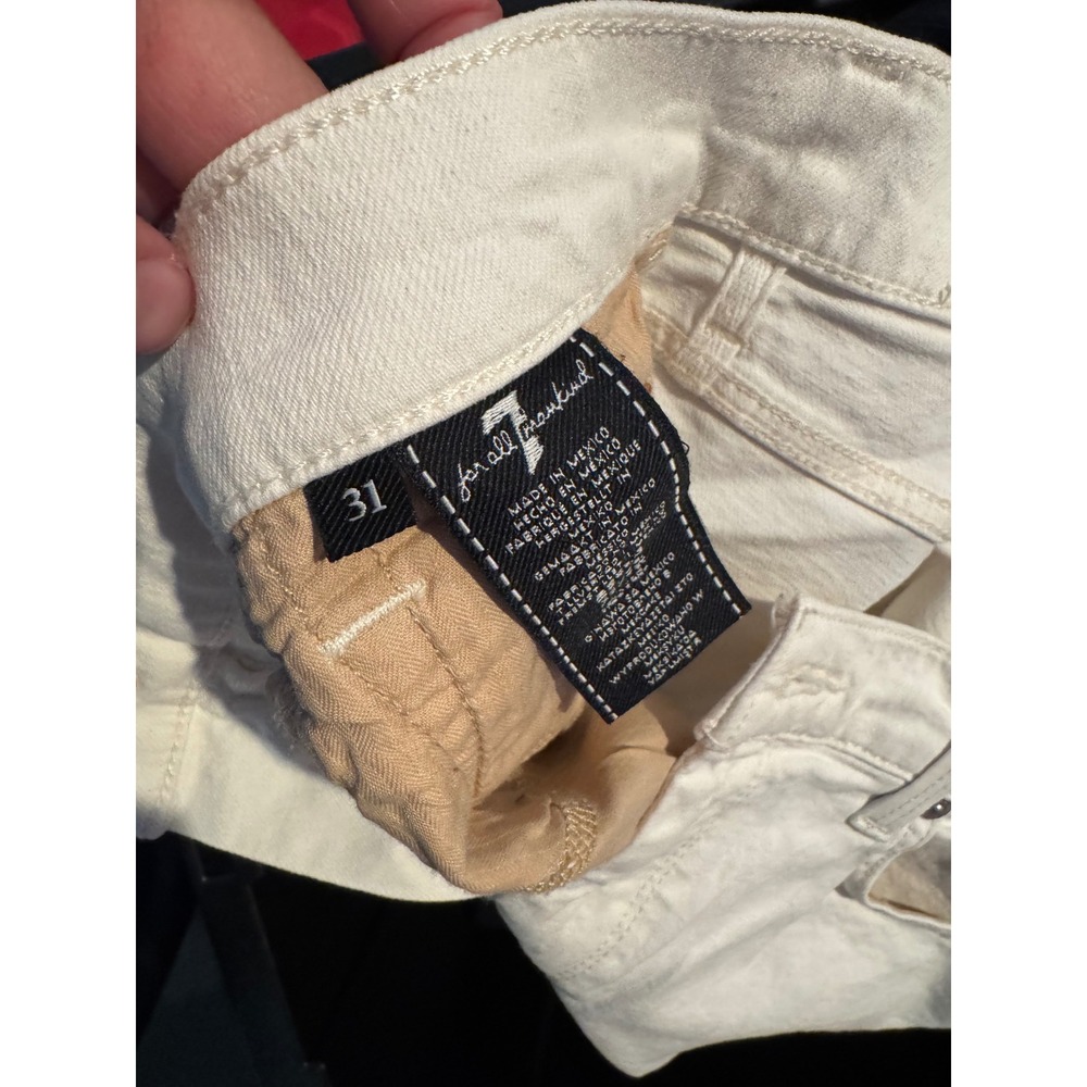 7 For All Mankind Women White Skinny Jeans Gold Metallic Side Stripe Size 31 - Picture 4 of 4